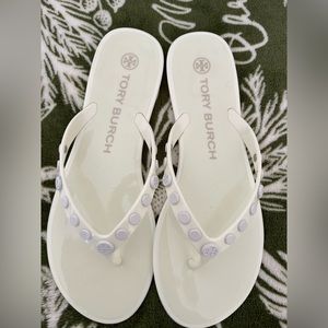 NIB Tory Burch Studded Jelly Sandals. Ivory Size 7